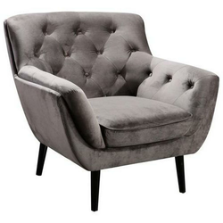 CHESTERFIELD FOTELJA drvo, tekstil siva, crna