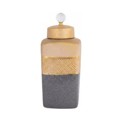 Keramička posuda 30x14,5x14,5 cm siva/zlatna