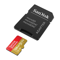 SanDisk - Spominska kartica SanDisk Extreme Micro SDXC UHS-I C10 U3, 190 MB/s, 128 GB + SD Adapter