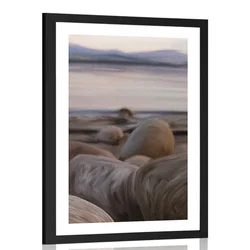 Plakat s paspartujem na bregu reke - 60x90 silver