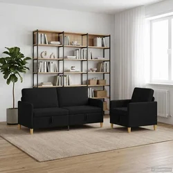 vidaXL Sofa set z shrambo 2 pcs Črna Poliester