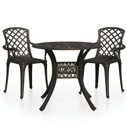 3-dijelni bistro set od lijevanog aluminija brončani
