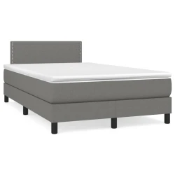 vidaXL Box spring postelja z vzmetnico temno siva 120x190 cm blago