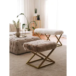 Atelier del Sofa Tabure 50x42x40cm, Braon-Zlatno