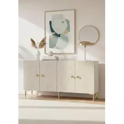 HANAH HOME Komoda Simple 150 White Travertine Gold