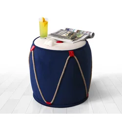 Atelier del Sofa Tabure 44x42cm, Plavo-Belo