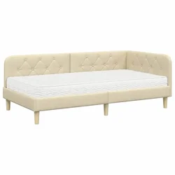 Vidaxl Kotna postelja krema 90 x 190 cm blago