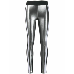 No Ka Oi - side stripe metallic leggings - women - Silver