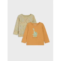 Sinsay - Pamučne majice sa printom dinosaurusa 2 pack - mandarine