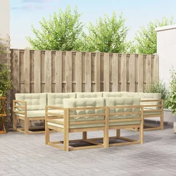 Set vanjskih sofa s jastukom 6 pcs Bijela i krem Poliester