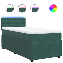 Vidaxl Box spring postelja z vzmetnico temno zelena 90x200 cm žamet