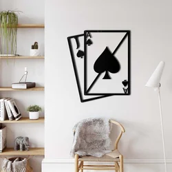 WallXpert metalni zidni ukras 5024, dve karte za igru, as pik i žandar pik, 53 x 61 cm, crni