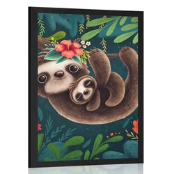 Plakat ljubki lenivci - 40x60 white