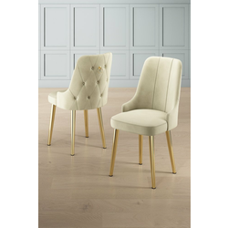 HANAH HOME Set 4 stolice Newa Cream Gold