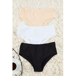 Trendyol Panties Black-White-Skin 3-Pack Jersey Plain Hipster Panties