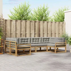Set vanjskih sofa s jastukom 6 pcs Bijela i svjetlosiva