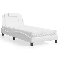 Krevet Viana s madracem bijeli 90 x 200 cm od umjetne kože