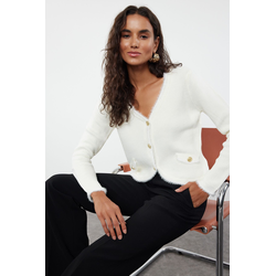Trendyol Ecru Shaggy Knitwear Cardigan