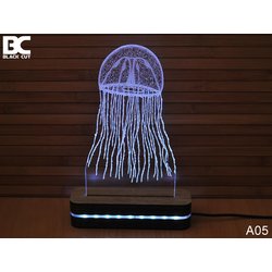 Black Cut 3D Lampa Meduza, Toplo bela