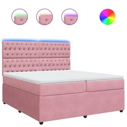Vidaxl Box spring postelja z vzmetnico roza 200x200 cm žamet
