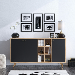 Wallity Komoda VEIT 140x40x89cm Hrast-Crna