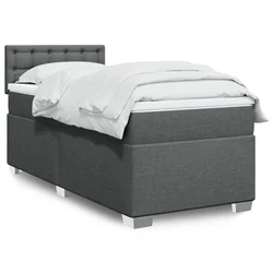 vidaXL Box spring postelja z vzmetnico temno siva 90x200 cm blago