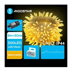 Aigostar - LED spoljašnja božićna girlanda 500xLED/8 funkcija 53m IP44 topla bela
