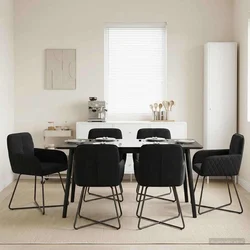 Trpezarijske stolice 6 pcs Baršun Crna 59 x 56,5 x 86 cm