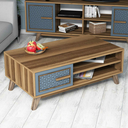 HANAH HOME Sto za dnevnu sobu Ayla Walnut Blue