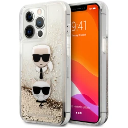 Maska za telefon Karl Lagerfeld Hc Liquid Glitter 2 Heads za iPhone 14 Pro 6.1 zlatna (KLHCP14LKICGLD)