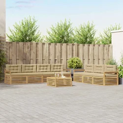 Set vanjskih sofa 8 kom. Bijela i bež Poliester