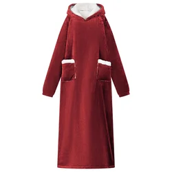 Deka majica s kapuljačom Bordeaux Crvena L Flis i flanel
