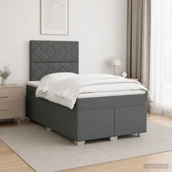 vidaXL Postelja boxspring z vzmetnico Temno siva 120 x 190 cm Blago