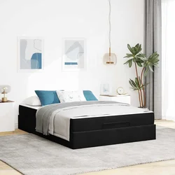 vidaXL Konstrukcija postelje s shranjevanjem Črna 140 x 200 cm Žamet