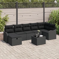 Set sofe s jastukom s pohranom 8 pcs Crna poliratan