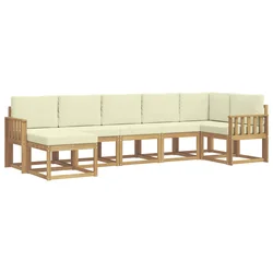 Set vanjskih sofa s jastukom 7 pcs Bijela i krem Poliester