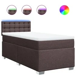 Vidaxl Box spring postelja z vzmetnico temno rjava 100x200 cm blago