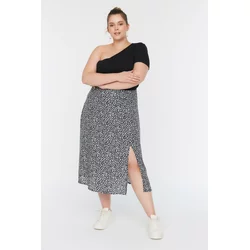 Trendyol Curve Black Slit Woven Viscose Skirt