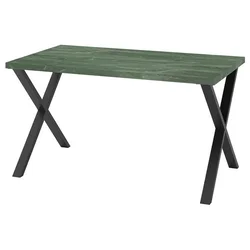 SKALSTA Sto, tamnosiva-zelena im. mermera/X oblik Crnosiva, 140x80 cm