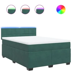 Vidaxl Box spring postelja z vzmetnico temno zelena 160x200 cm žamet