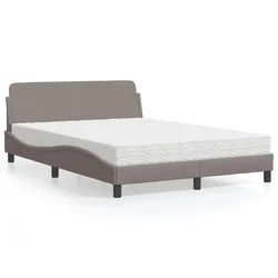 vidaXL Postelja z vzmetnico taupe 120x200 cm blago
