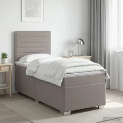 Postelja boxspring z vzmetnico Taupe 90 x 200 cm Blago