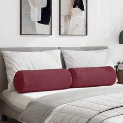 Valjkasti jastučići 2 pcs Vinska crvena O 25 x 70 cm tkanina