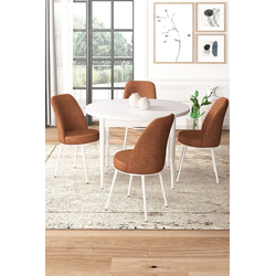 Hanah Home Set Trpezarijski sto i 4 stolice, Terakota
