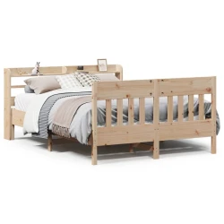 Vidaxl Posteljni okvir brez vzmetnice 135x190 cm trdna borovina
