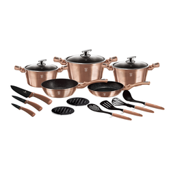 KINGHoff Berlinger Haus Granitni set loncev Bh-6161 Rose Gold 17 Elem.