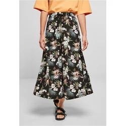 Womens viscose midi skirt black tropical