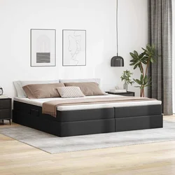 Krevet s madracem i skladištem Crna 200 x 200 cm Lažna koža