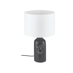 EGLO stona lampa VINOZA E27 O30 cm keramika crna abažur beli 43823