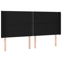 Vidaxl Vzglavje z ušesi črno 203x16x118/128 cm blago